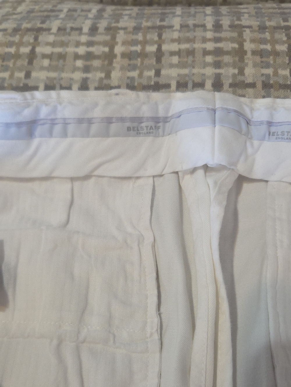 Belstaff White Cotton Pants with Subtle Branding